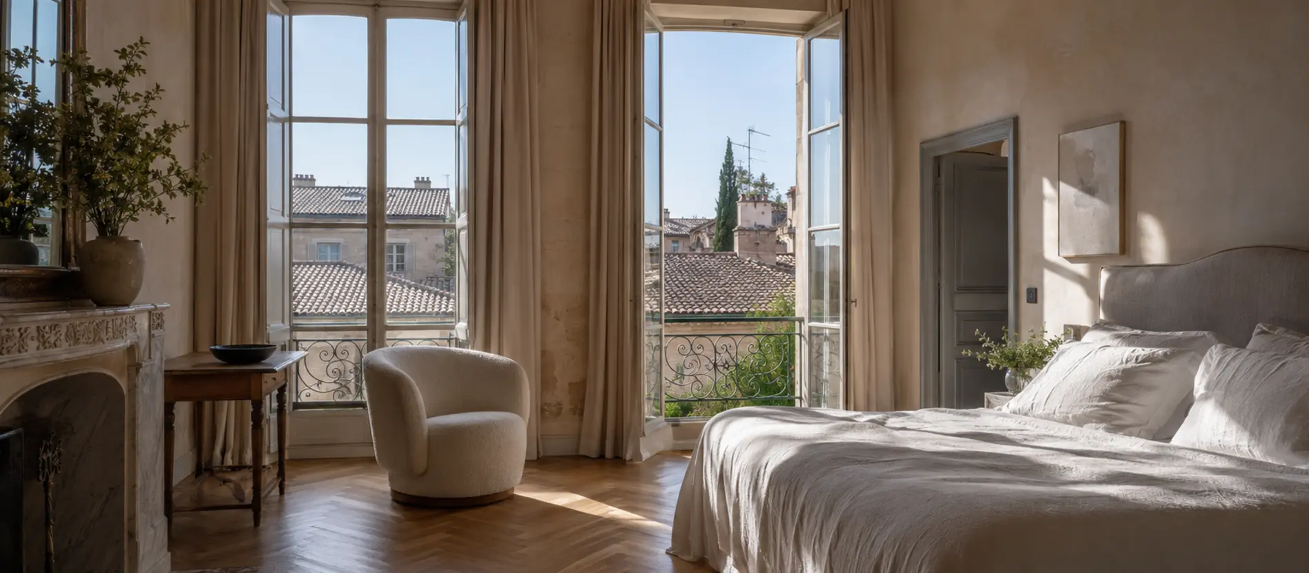 An elegant room in a restored Aix-en-Provence townhouse