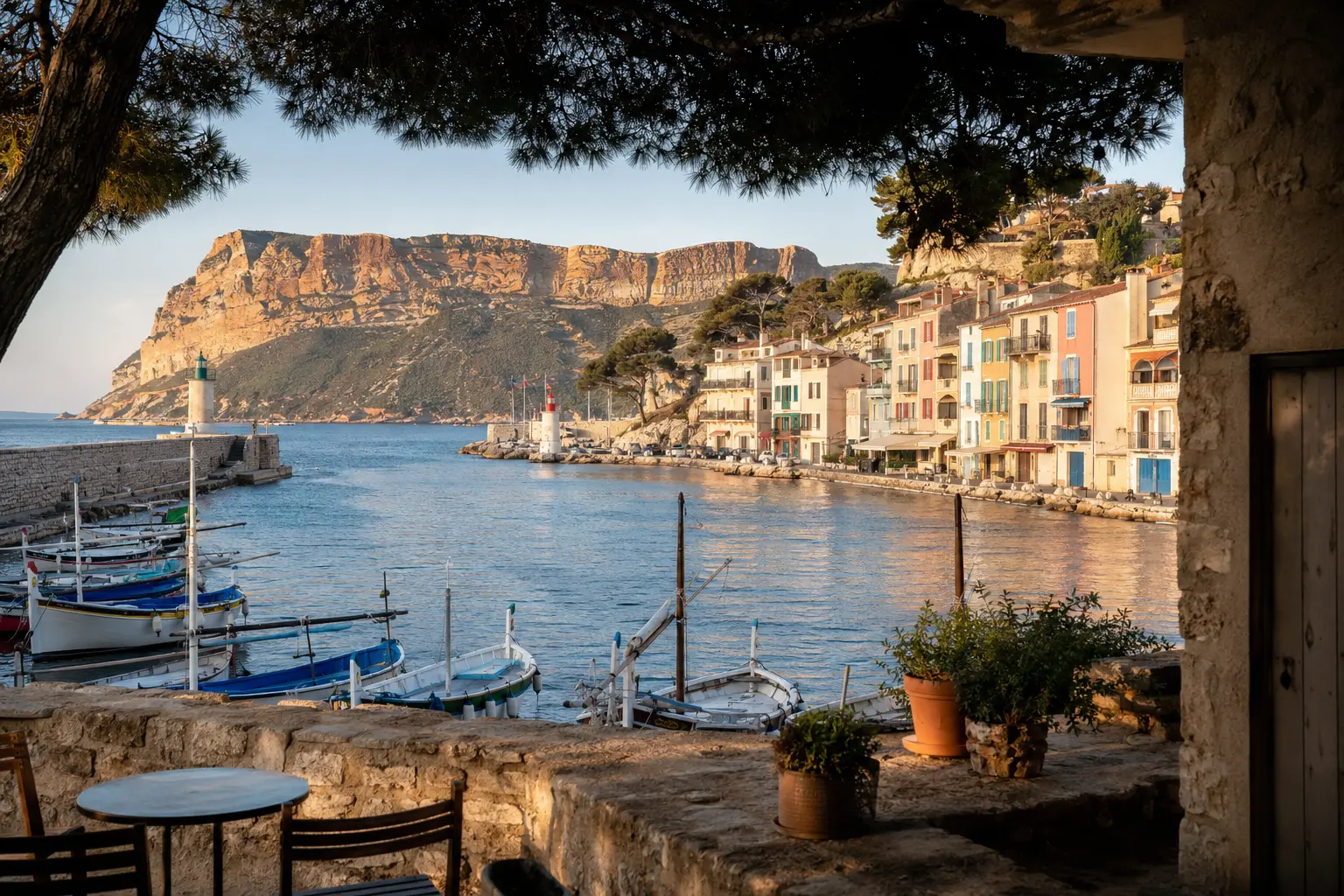 The harbour and cliffs around Cassis