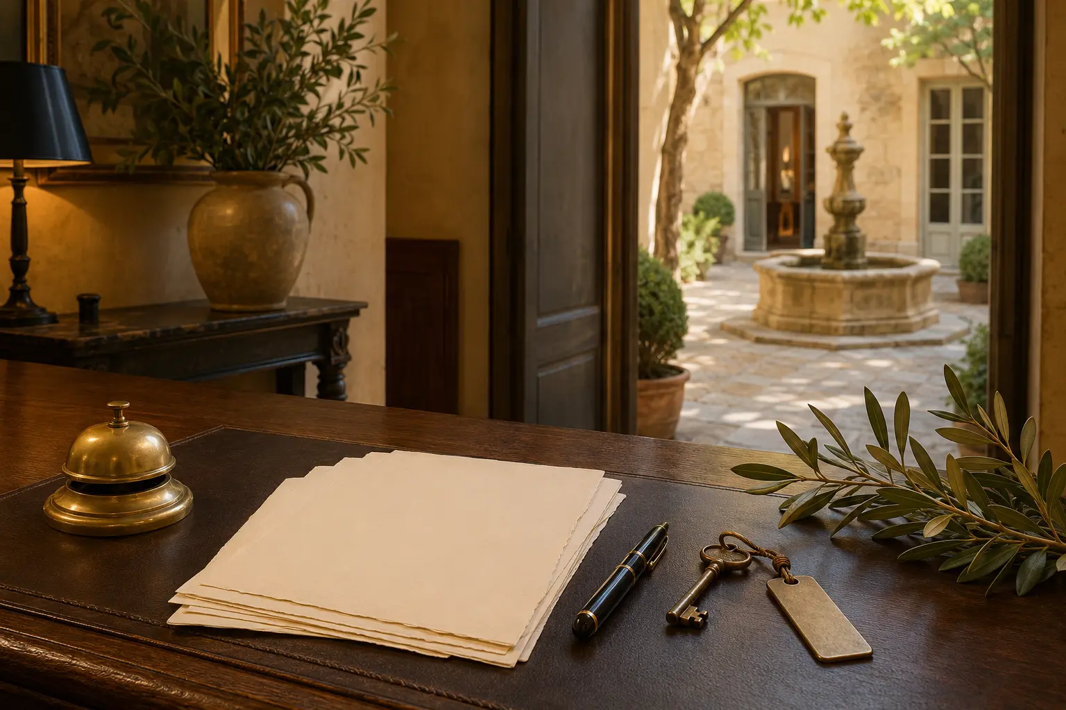 A discreet concierge arranging a wellness appointment