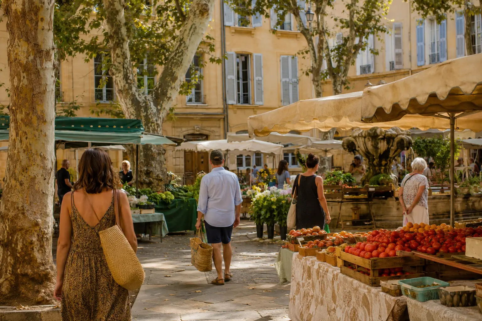 Seasonal produce at an Aix morning market