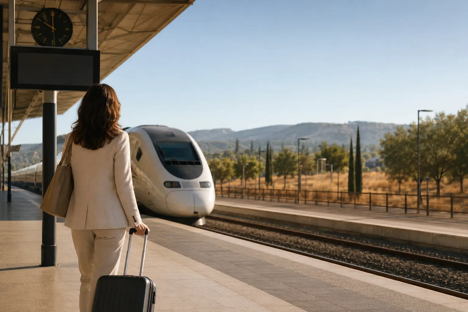 An international traveller arriving at Aix-en-Provence TGV