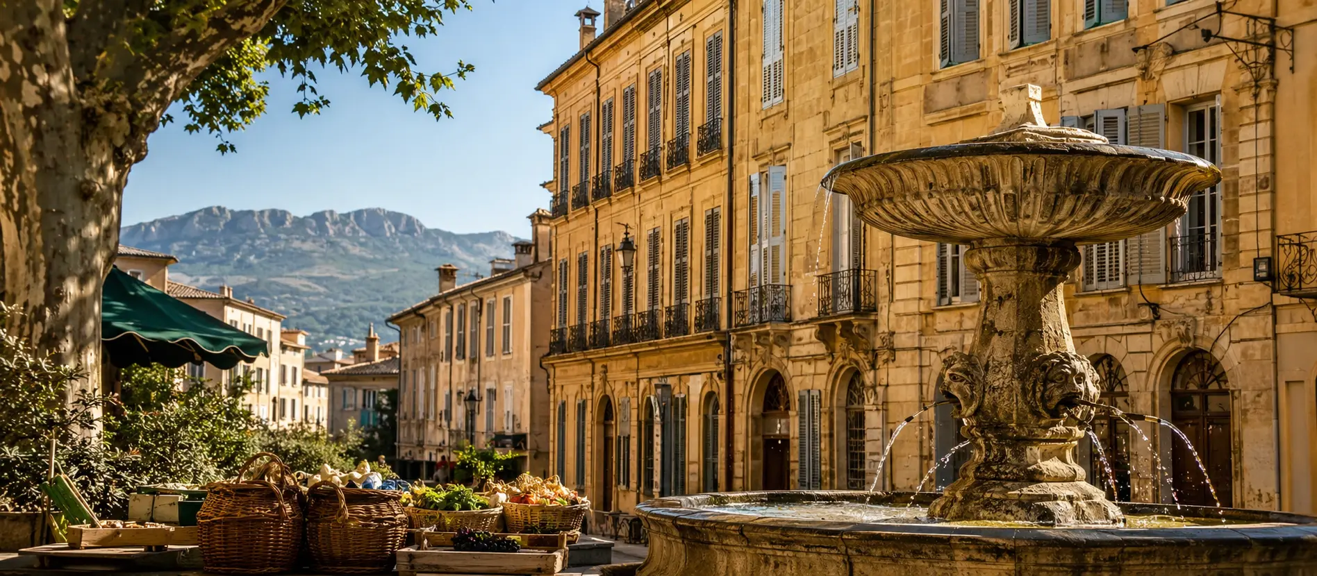Historic Aix-en-Provence at the start of the day